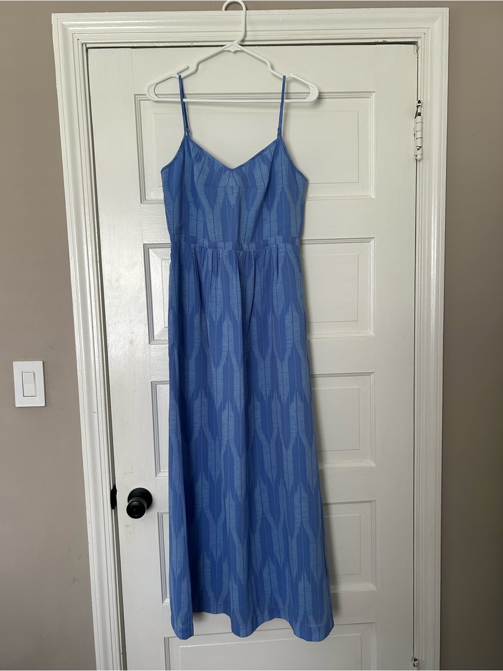 J. Crew Light Blue Geometric Spaghetti-Strap Maxi Dress
